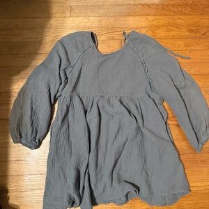 In Bloom Slate Gray Gauze Peasant dress